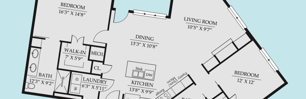 a black and white floor plan of a retirement house